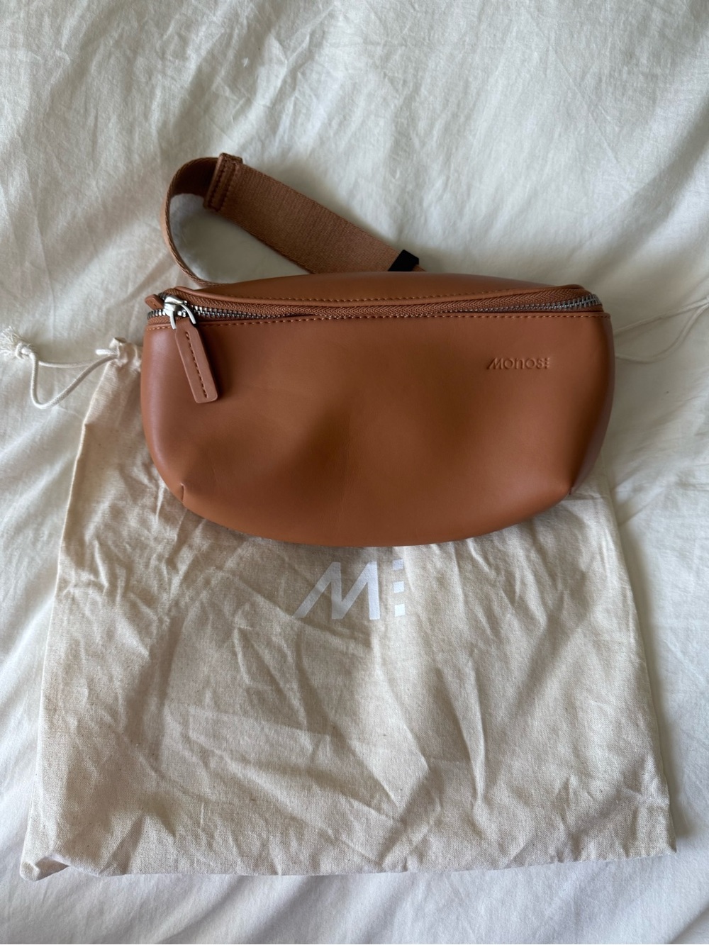 Minimal Tan Leather Belt Bag by AONOSi